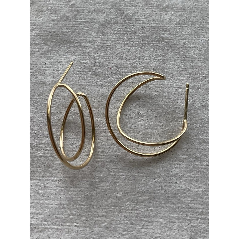 14k G.F Gold Filled double-loop criss-cross hoop earrings Vintage Estate Jewelry